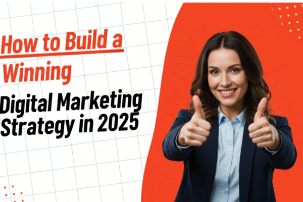 How to Build a Winning DigitalMarketing Strategy in 2025 Digital marketing strategy 2025 concept with AI, analytics, and multi-channel marketing visuals.