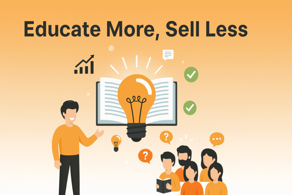 Teaching concept with light bulb illustration.