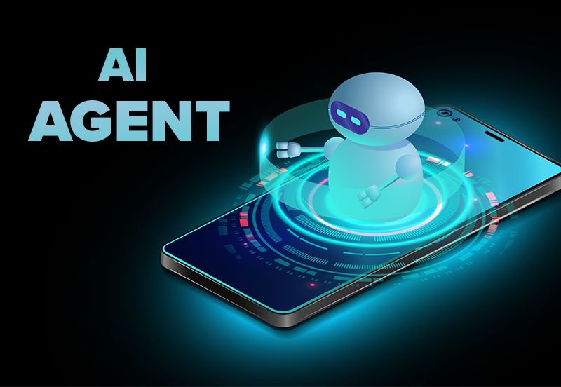 AI agent concept illustration representing the difference between AI tools and AI agents with autonomous intelligence and decision-making